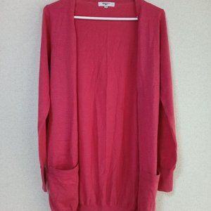 Defective rose pink long cardigan